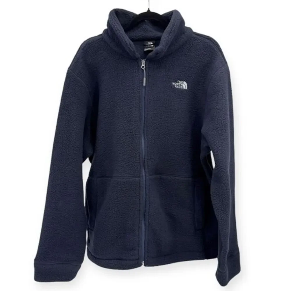 The North Face Men's Size Large‎ Navy Dunraven Sherpa Full Zip Fleece Jacket